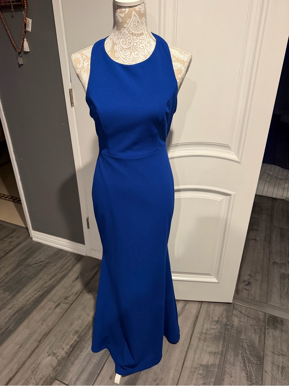 Lulus Elegant Royal Blue Halter Evening Gown Medium